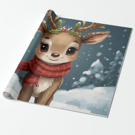 Papel De Presente Rena de Natal fofa