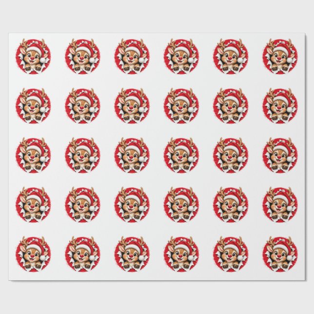 Papel De Presente Rena de Natal Japonesa (Aberto)