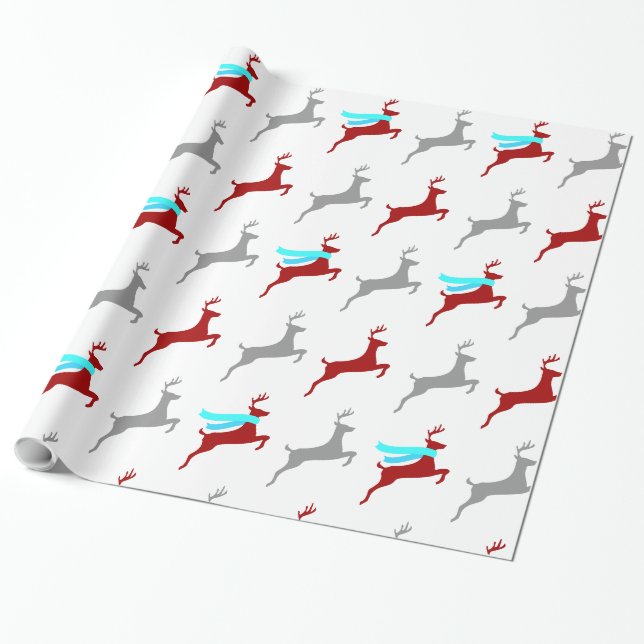 Papel De Presente Rena Moderna com Cachecol (Desenrolado)