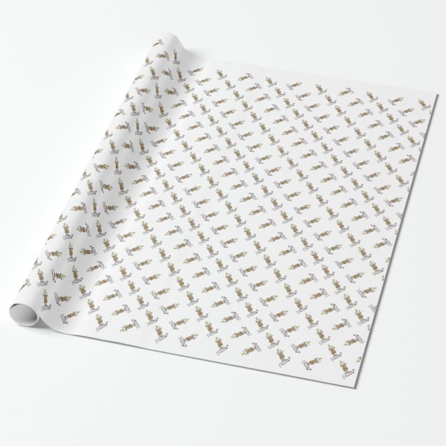 Papel De Presente Renas de Papai Noel e Presentes (Desenrolado)