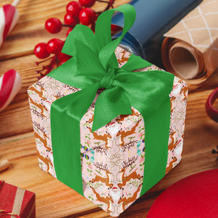 Papel De Presente Renascas de Natal em Rosa Padrão Sem Costura