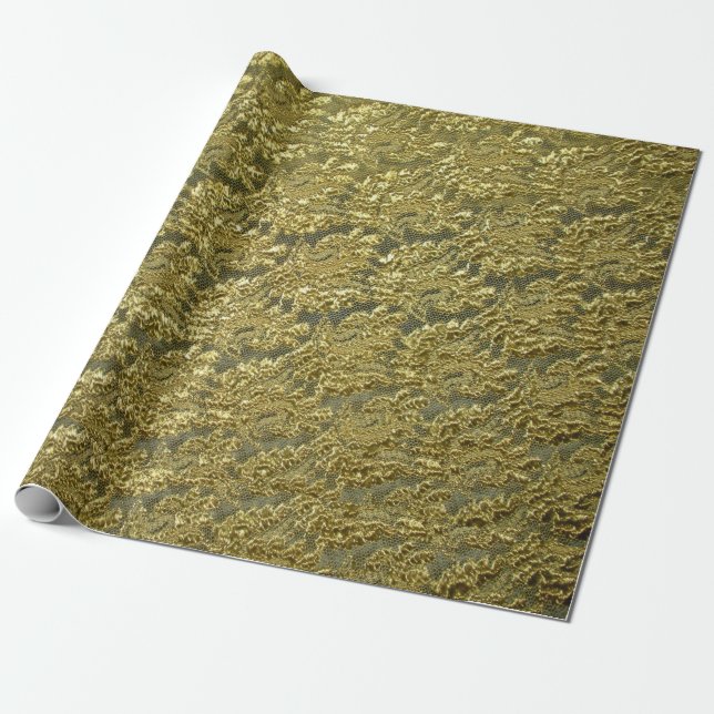Papel De Presente Renda Dourada Vintage Elegante (Desenrolado)