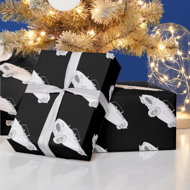 Papel De Presente Renderização Austin-Healey 1960 a preto e branco (Feriados)