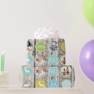 Papel De Presente Renderização de Foto da Família de Madeira Rústica