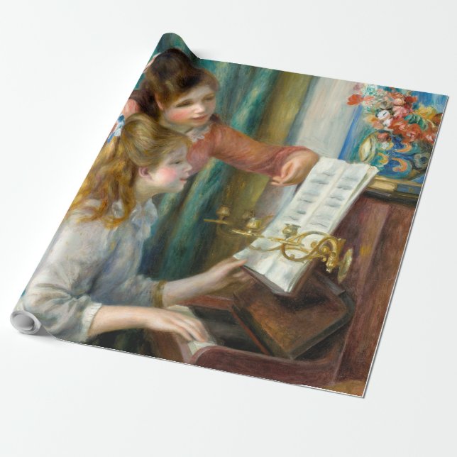 Papel De Presente Renoir Girls no Piano Impressionismo Pintura (Desenrolado)