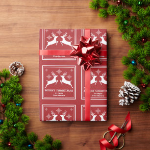 Papel De Presente Renovais Brancos Com Flocos de Neve Natal