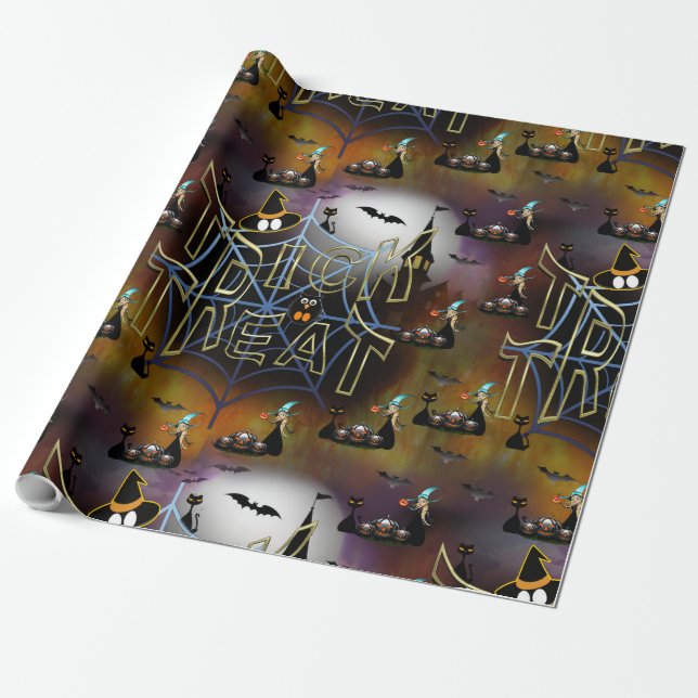 Papel De Presente Repetição da teia-aranha trica-ou-tratadora (Desenrolado)