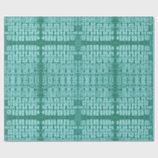 Papel De Presente Repetição Shibori Costurada Verde Azul
