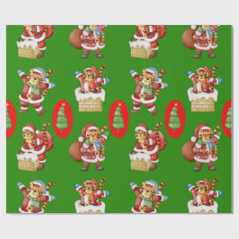 Papel De Presente Repetindo padrão de Natal com tigres como Sa