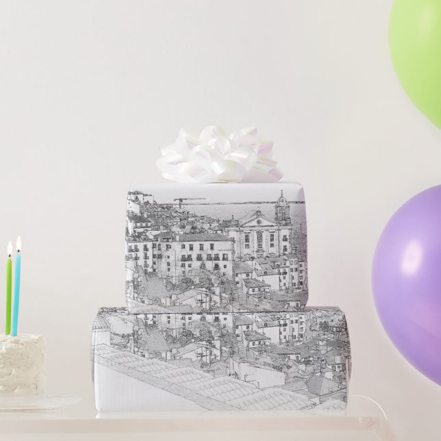 Papel De Presente Reprodução do Lápis de Alfama em Lisboa (Presentes para festas)