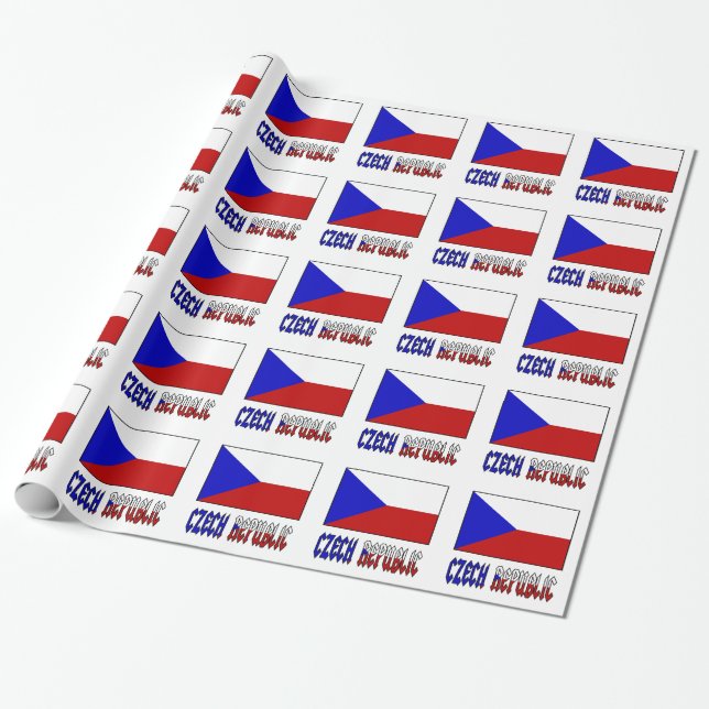 Papel De Presente República Checa e Bandeira da Checoslovia (Desenrolado)