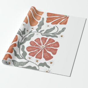 Papel De Presente RESIST: Protesto Político Anti-Trump Floral