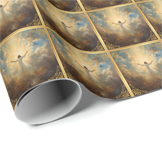 Papel De Presente Ressurreição Páscoa Religiosa (Ponta do rolo)