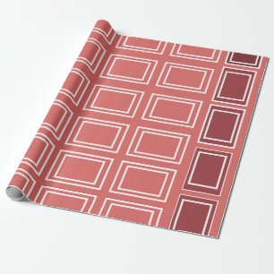Papel De Presente Retângulo Branco Vermelho Quadrado Geométrico