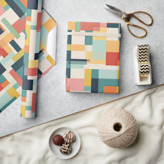 Papel De Presente Retângulo Retroativo Abstrato Meio século Moderno (Artesanato)