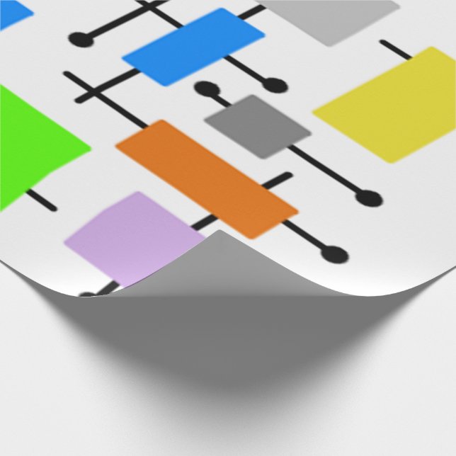 Papel De Presente Retângulos Atômicos (Ponta)