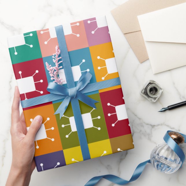 Papel De Presente Retângulos Atômicos (Presentear)