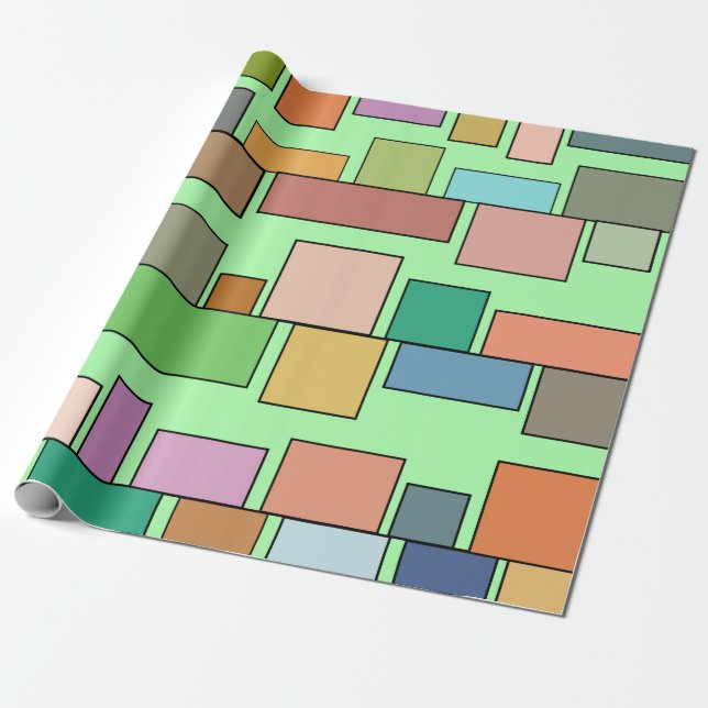 Papel De Presente Retângulos de Boho (Desenrolado)