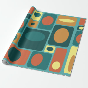 Papel De Presente Retângulos de Turquesa Modernos do Meio século