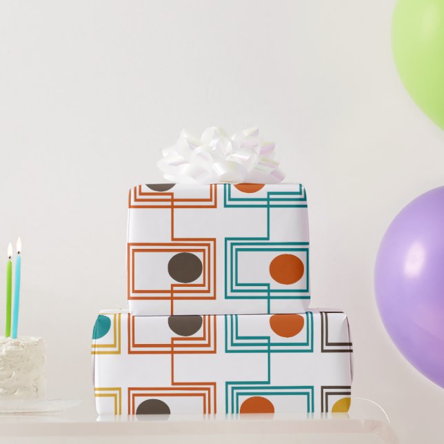 Papel De Presente Retângulos Kandinsky com Ovais (Presentes para festas)