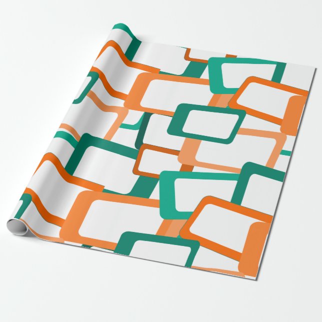 Papel De Presente Retângulos Modernos do Século médio (Desenrolado)