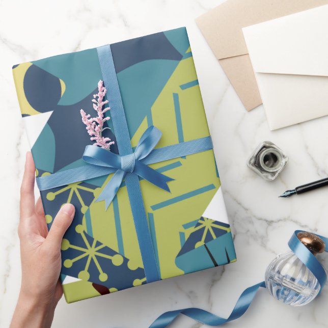 Papel De Presente Retângulos Modernos do Século Médio Arredondados (Presentear)