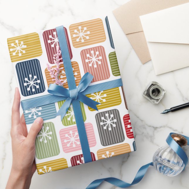 Papel De Presente Retângulos Striped (Presentear)