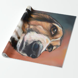 Papel De Presente Retrato de Beagle   Desenho De Lápis Colorido