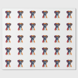 Papel De Presente Retrato de Boxer Vintage em Arte Pop com Salpico d