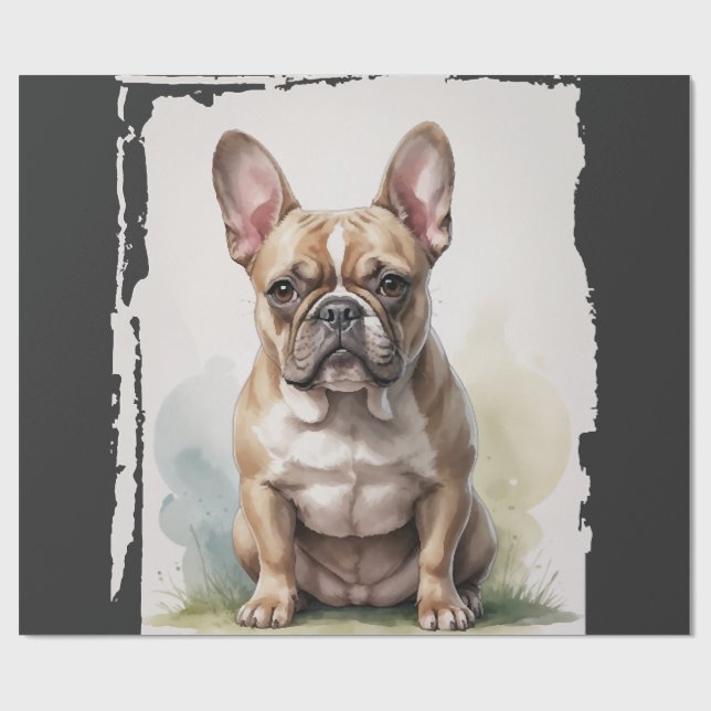 Papel De Presente Retrato de Bulldog Francês (Aberto)