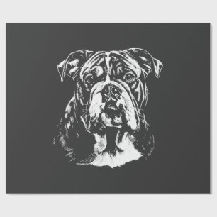 Papel De Presente Retrato de Bulldog Inglês Roupas Minimalistas