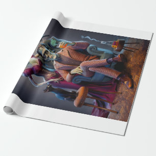 Papel De Presente Retrato de Halloween, Monstro e Sua Noiva