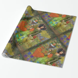 Papel De Presente Retrato de mulher clássica vintage Touro Arte góti