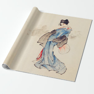 Papel De Presente Retrato de Mulher em Pé por Katsushika Hokusai