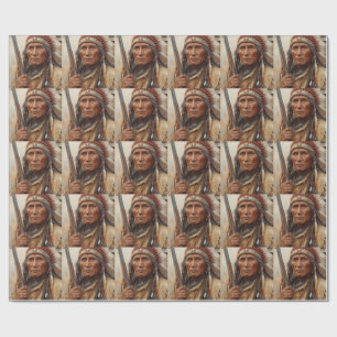 Papel De Presente Retrato do Chefe Indígena Geronimo Guerreiro