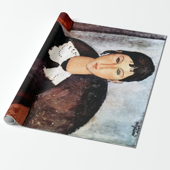 Papel De Presente Retrato do Colar Branco, Modigliani (Desenrolado)