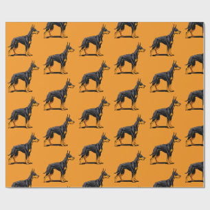 Papel De Presente Retratos de um cão Doberman cabeça vista frontal