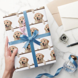Papel De Presente Retriever Dourado com Kisses Lipstick