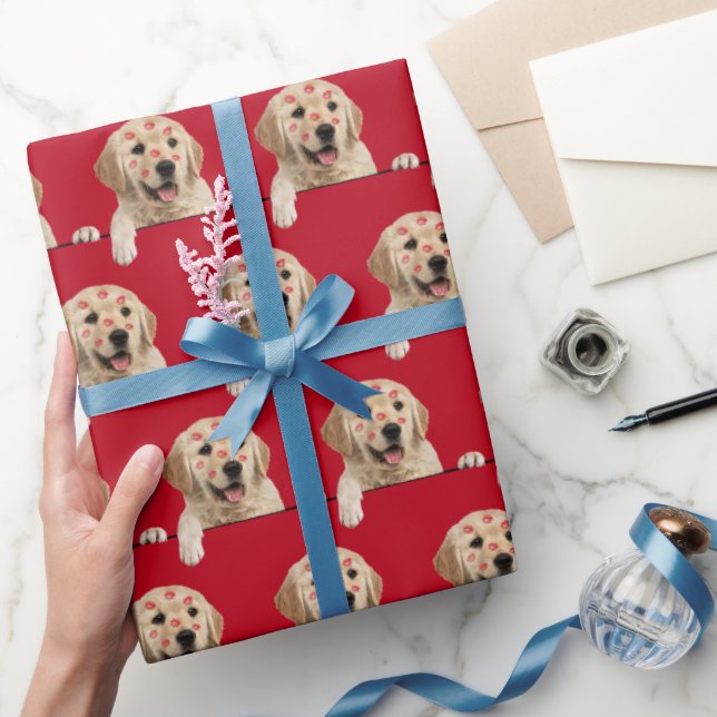 Papel De Presente Retriever ouro com Kisses Lipstick (Presentear)