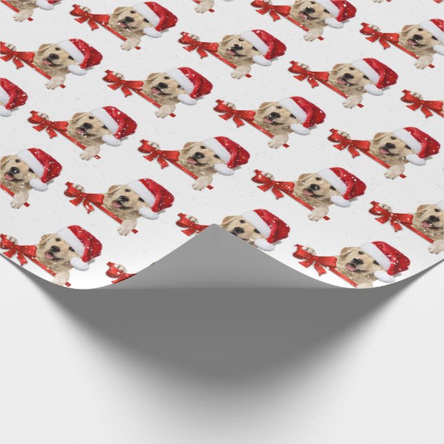 Papel De Presente Retriever ouro no arco de Natal (Ponta)