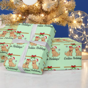 Papel De Presente Retrievers de ouro no Natal