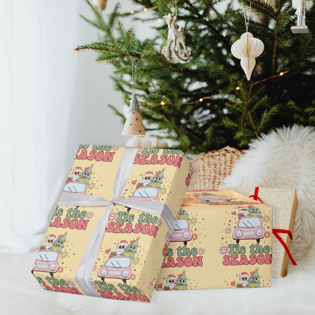 Papel De Presente Retro 70 Esta é a estação Fofo Papai Noel (Criador carregado)