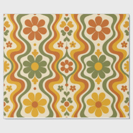 Papel De Presente  Retro 70s Floral Wrapping Paper Pattern