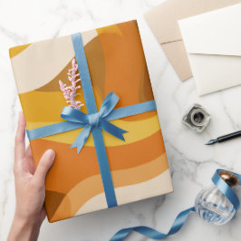 Papel De Presente Retro 70s Orange Mustard Wave Abstract Pattern