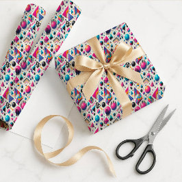 Papel De Presente Retro 90s Memphis Geometric Neon Gift Wrap Paper