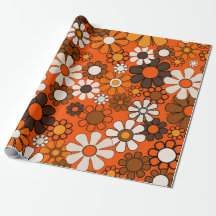 Retro Aniversário 70s Boho Floral Marrom Laranja
