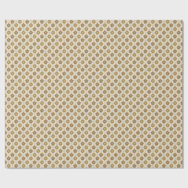 Papel De Presente Retro Bloom Harmony Baby Blue Mustard (Aberto)