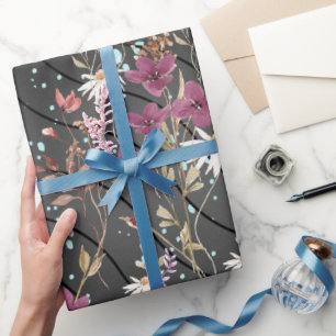 Papel De Presente Retro Boho Elegant Wildflower