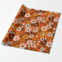 Retrô Boho Floral Marrom Laranja Presente dos Anos