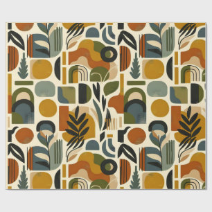 Papel De Presente Retro Botanica Geometrica